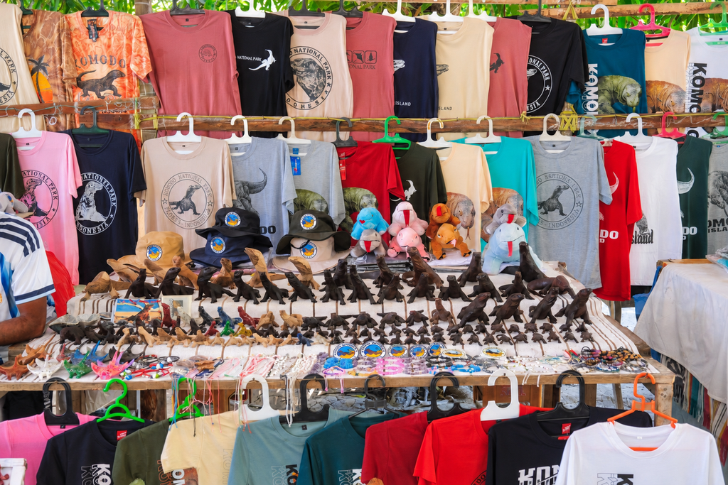 Komodo dragon souvenirs for sale on Komodo Island