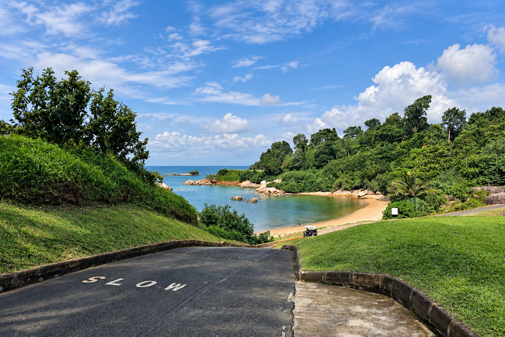 Coastal scenery at Ria Bintan Golf Club in Bintan, Indonesia